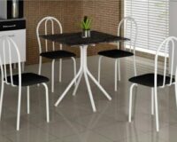 CONJUNTO TUBULAR - MESA 0,70cm ( Ardozia ) c/ 4 CADEIRAS FINAS