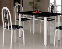 CONJUNTO TUBULAR MESA 1,20m ( Ardozia ) c/ 4 CADEIRAS GROSSAS