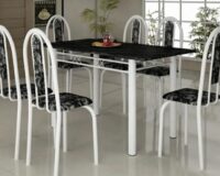 CONJUNTO TUBULAR - MESA 1,40m ( ardozia )  c/ 6 CADEIRAS GROSSAS