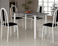 CONJUNTO TUBULAR MESA 1,00m ( granito ) c/ 4 CADEIRAS FINAS