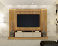 HOME THEATER MONACO + NICHO LATERAL + 2 MÓDULOS LATERAIS RIPADO 1,60m