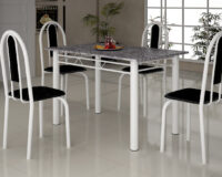 CONJUNTO TUBULAR MESA 1,20 ( granito ) c/ 4 CADEIRAS GROSSAS