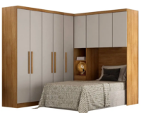 ROUPEIRO MODULADO RIZON CASAL - Módulo c/ 4 portas e 1 mesa de cabeceira