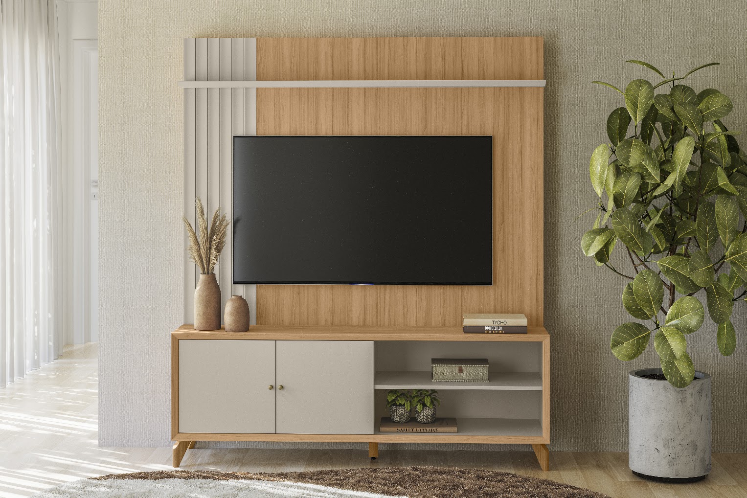 Linea - Home Valenca - Jequitiba e Off White - Ambiente Frontal